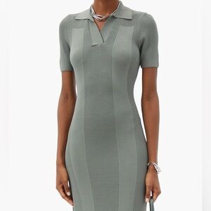 JACQUEMUS GREEN LA ROBE MAILLE POLO DRESS